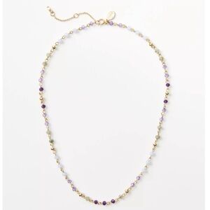 NWT  LOFT  Gold-Tone Beaded Purple & Lavender Necklace